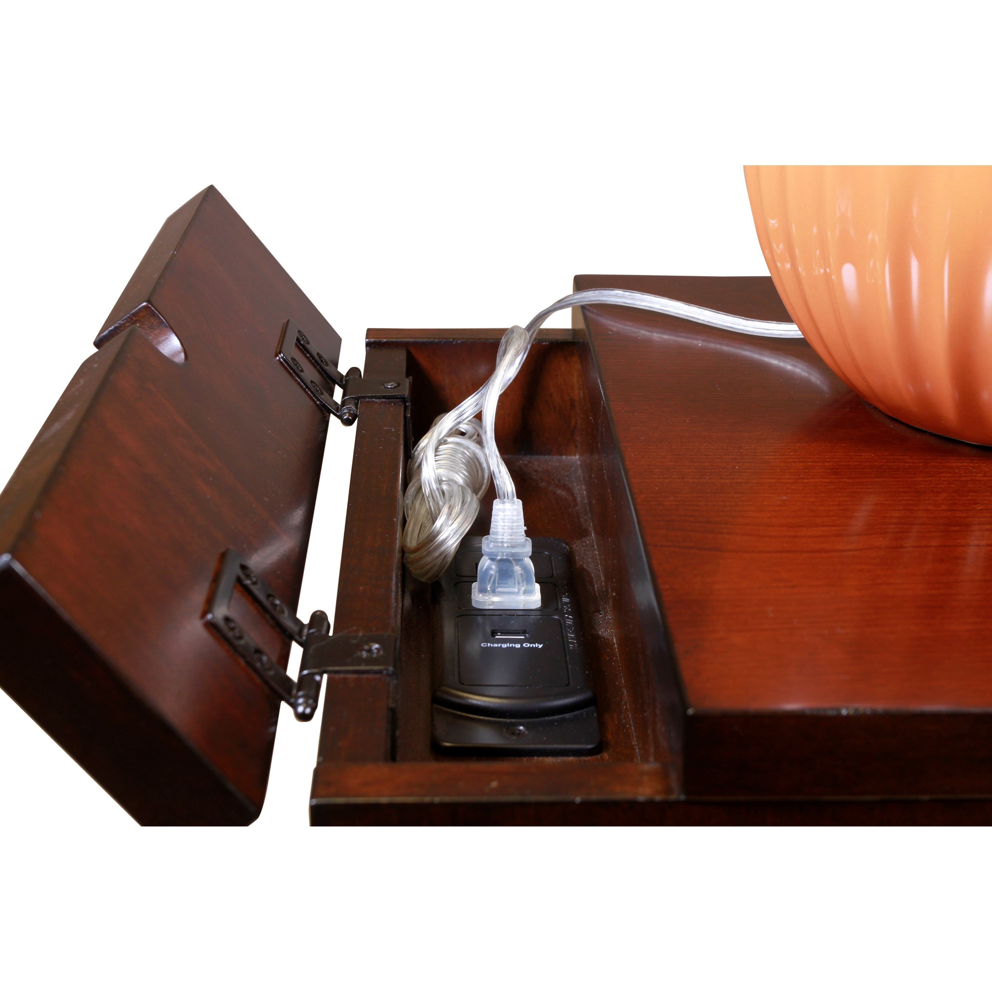 Hammary Chairsides Bowfront Chairside Table with USB Power Bar Sheely